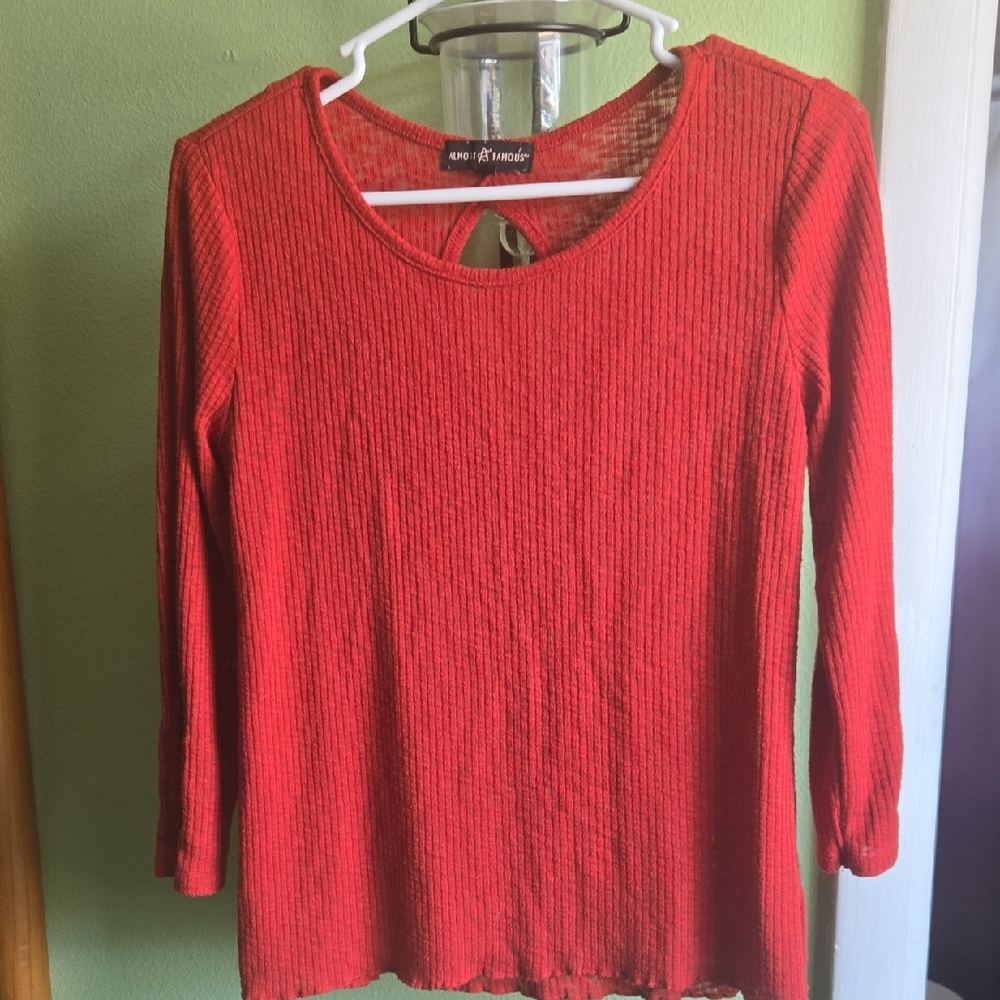 No Boundaries Red Ribbed Blouse